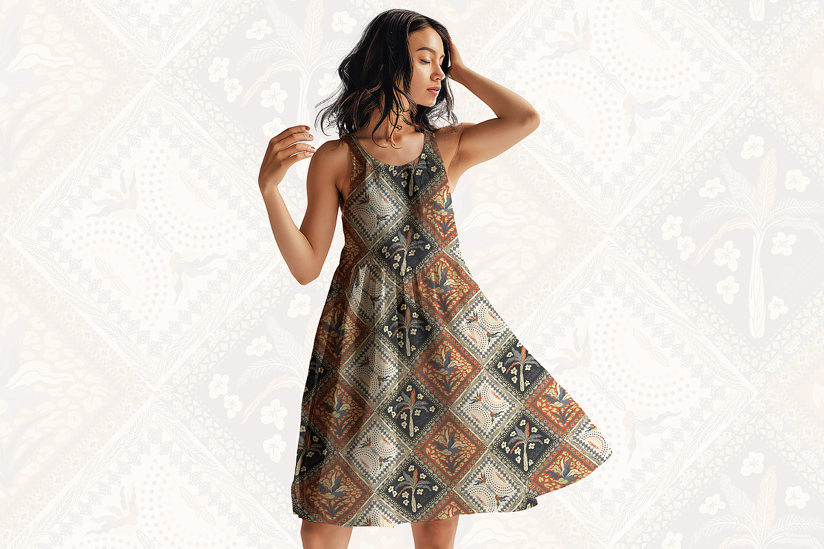 Patchwork Tropical Floral Pattern, a Pattern Graphic by StudioGlouna (Photo 8 of 9)