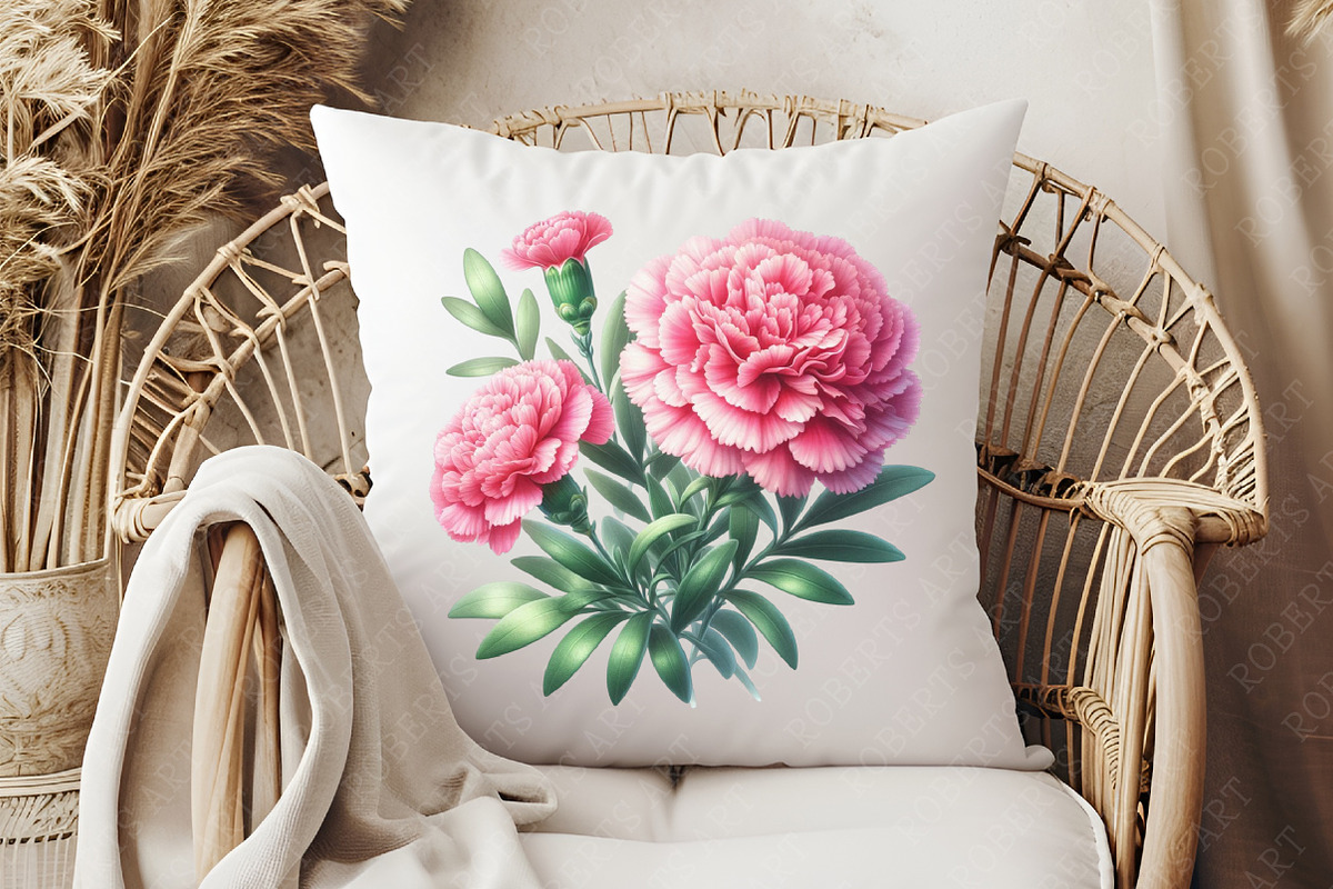 Carnation Flower Watercolor Clipart, an Illustration by RobertsArt (Photo 8 of 8)
