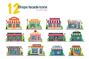 Store and shop facade flat icons, an Object Graphic by BSVIT (Thumbnail 1 of 3)