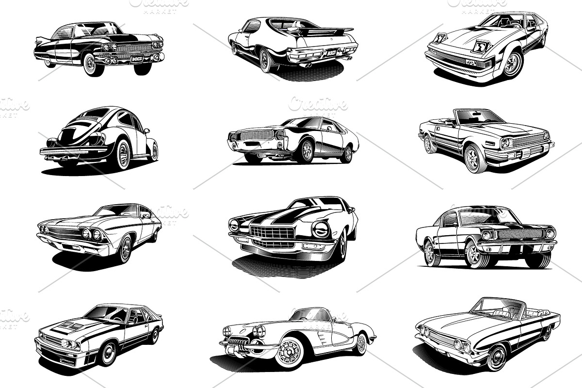 Vintage Classic Car Collection no 07, a Transportation Illustration by The BolzStudio (Photo 11 of 12)