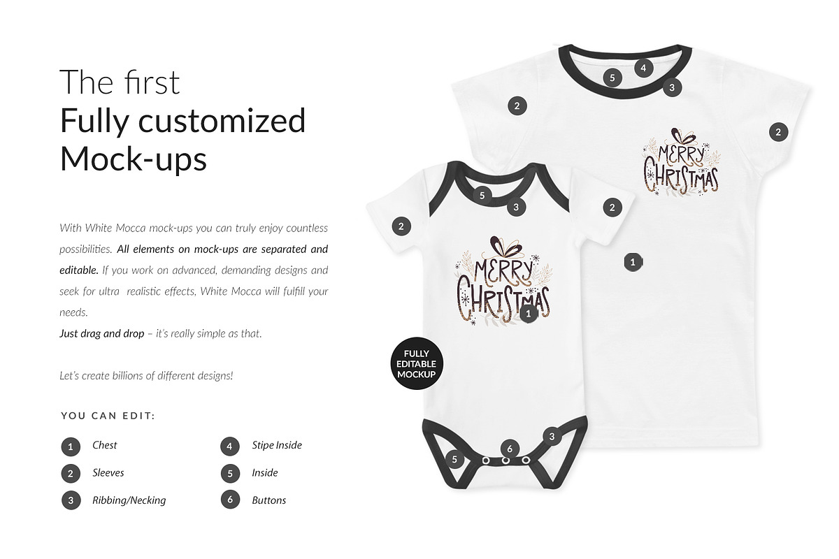 Christmas Family T-shirts Mock-ups, a Print Template by Apparel_Mockups (Photo 2 of 4)
