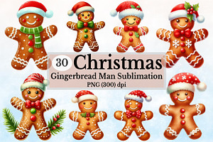 Watercolor Gingerbread Man Clipart, a Seasonal Illustration by Rose Art