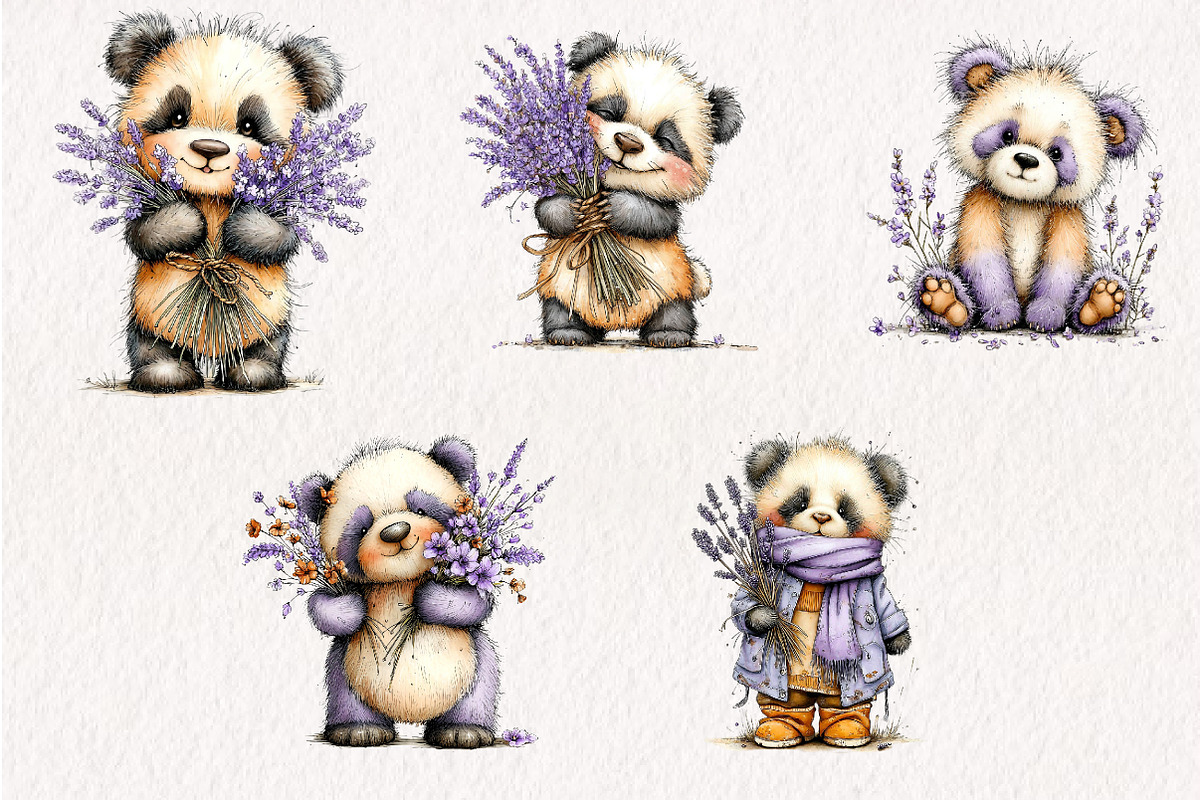 Whimsical Spring Panda Clipart, an Illustration by CreationArt (Photo 7 of 13)
