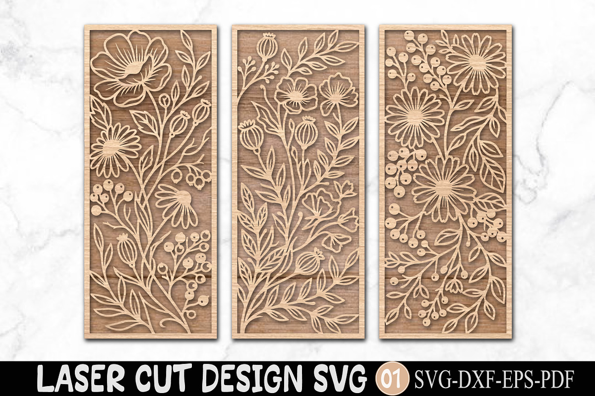 Floral Wall Art SVG Laser Cut Flower, an Object Graphic by Rose Art (Photo 2 of 3)