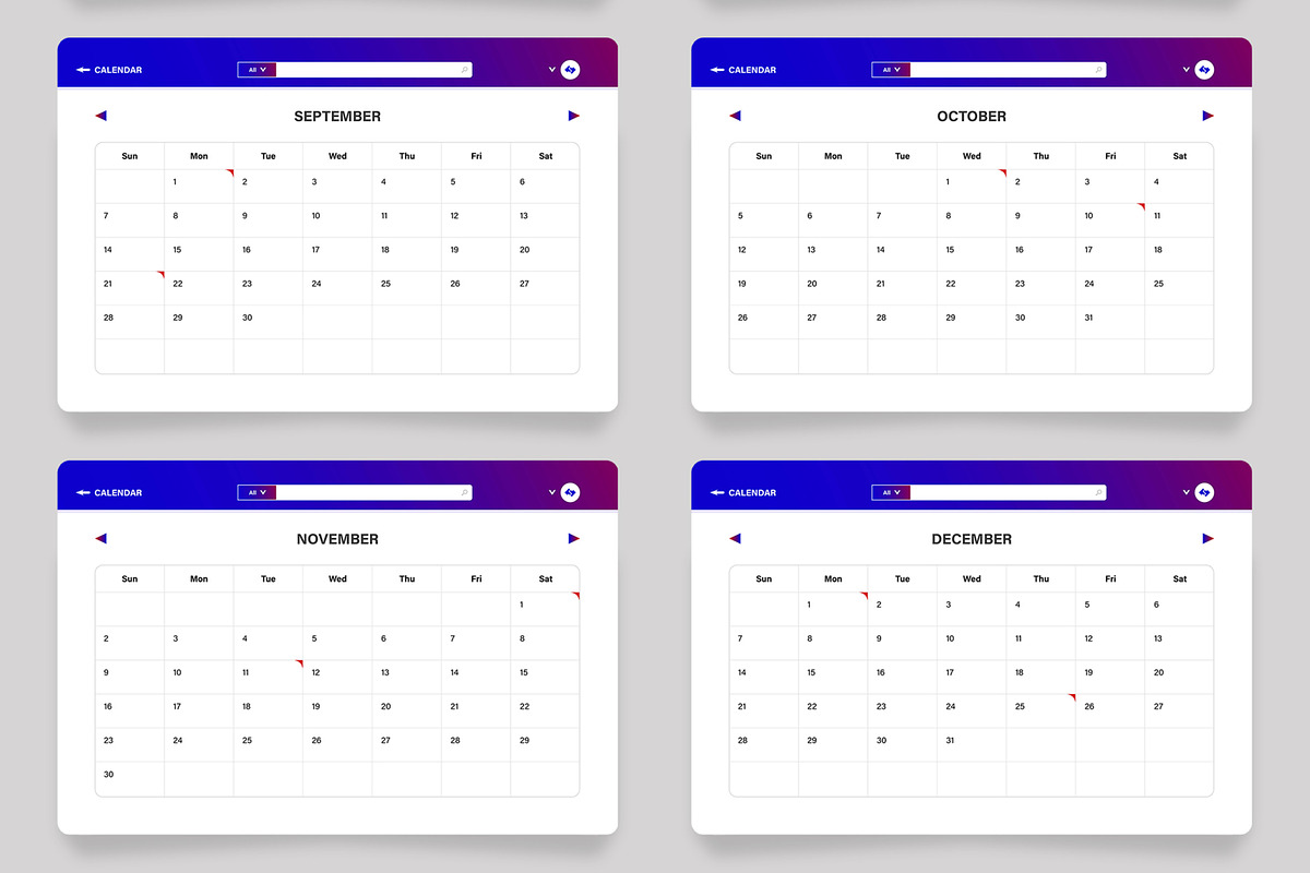 Web Ui Calendar 2025, an UI Kit Template by ContestDesign (Photo 4 of 4)