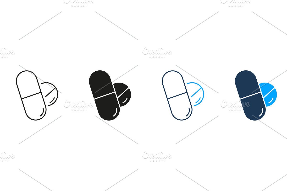 Pill and Capsule Icons, an Object Illustration by Gentle Studio