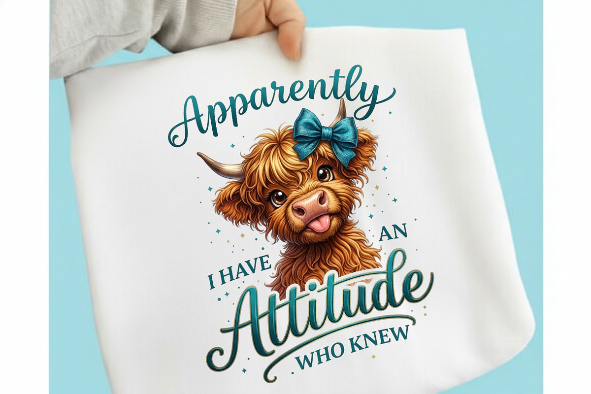 Funny Highland Cow Attitude PNG, an Illustration by designcity5 (Photo 1 of 4)