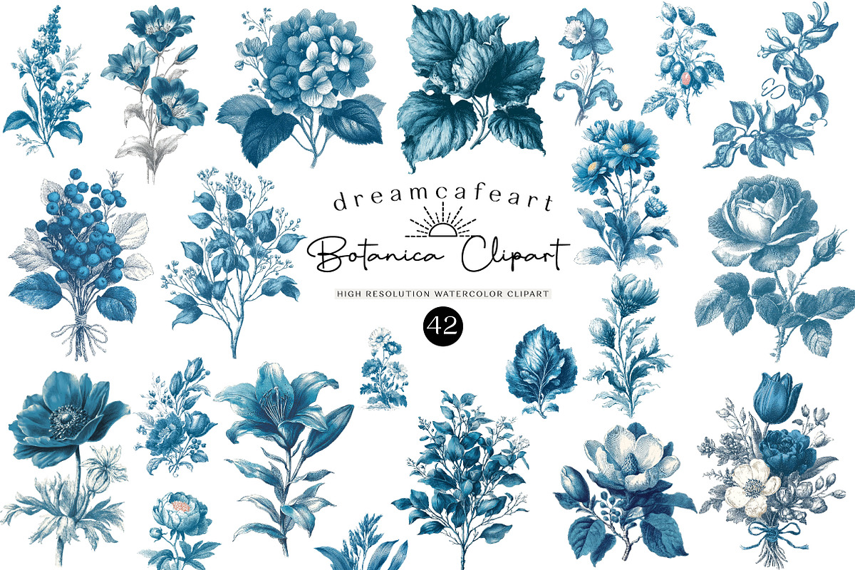Vintage Botanica Clipart Set, an Illustration by DreamCafeArt (Photo 1 of 6)