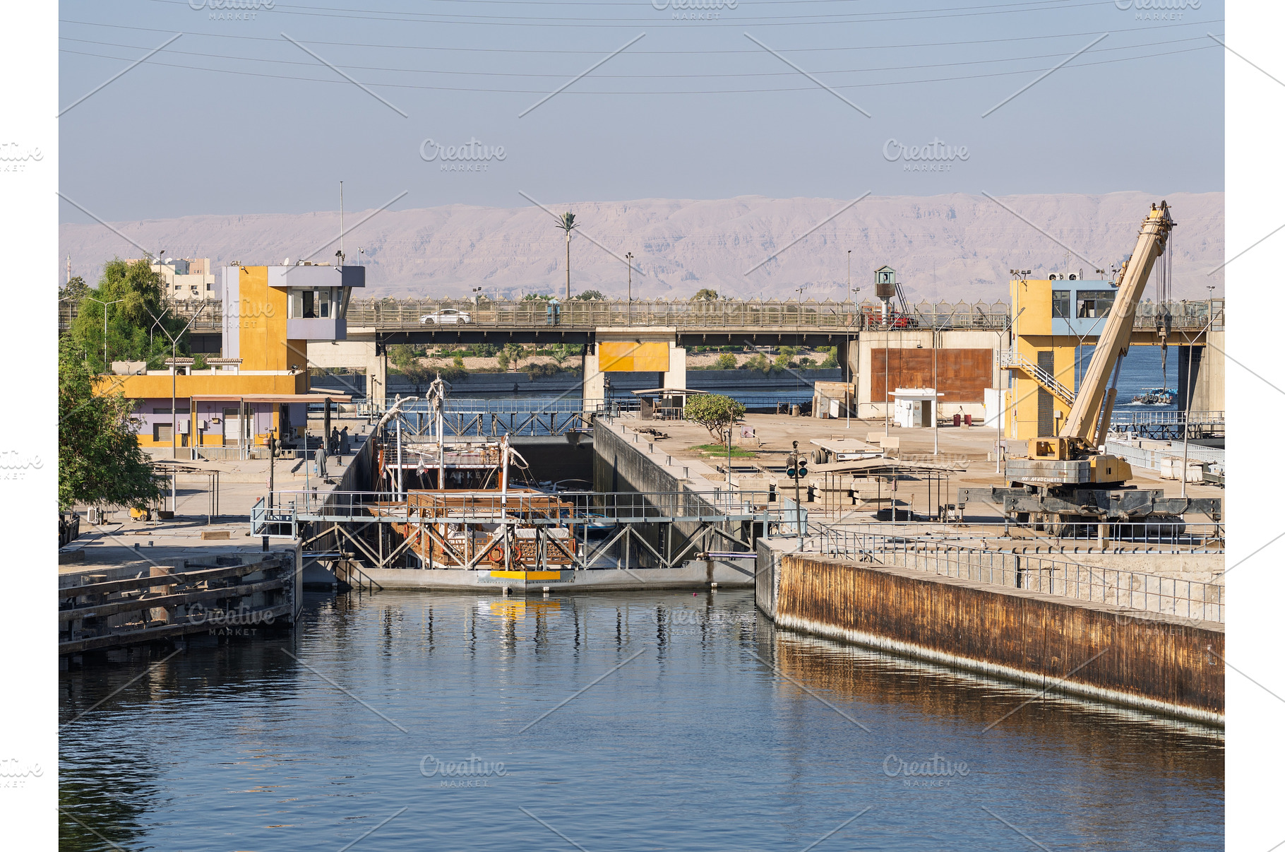Approaching the lock gates of the, a Transportation Photo by Backyard Stock