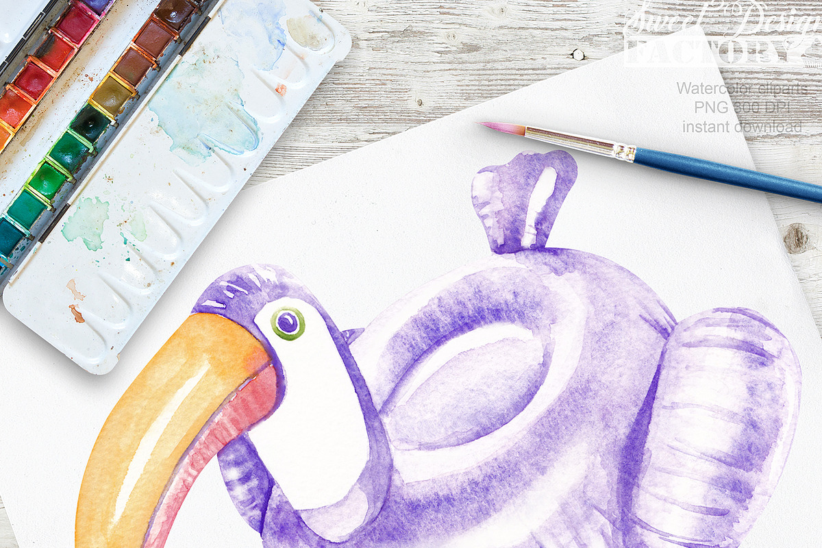 Pool floats watercolor cliparts, an Illustration by Sweet sweet design (Photo 3 of 6)