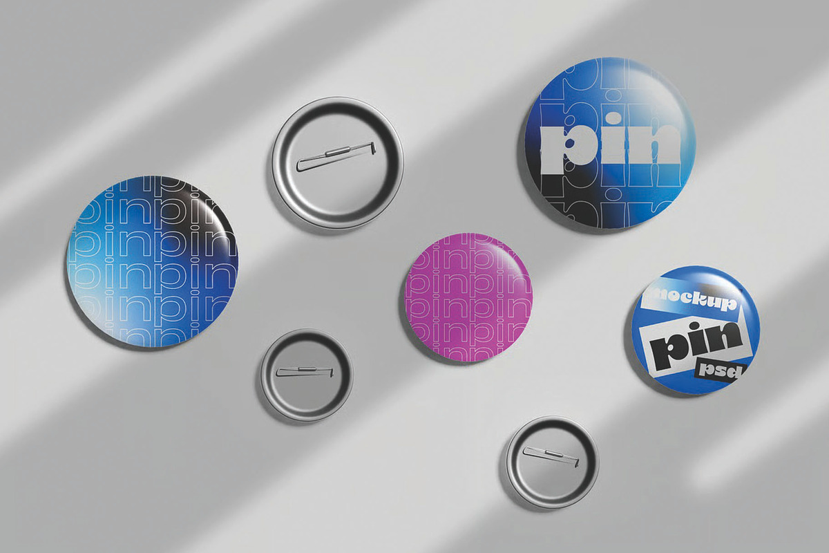 Pins Mockup, an Advertising Mockup by skybluecreative (Photo 2 of 3)