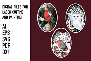 Cardinal Robin Owl Birds Layered SVG
