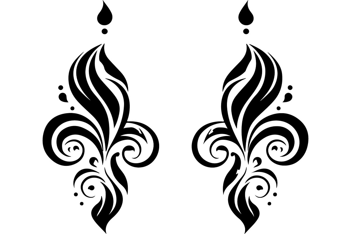 Black Ornamental Earrings SVG Set, an Object Graphic by jahid234 (Photo 7 of 13)