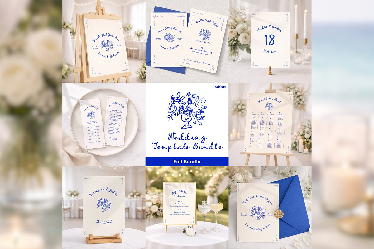 Full Wedding Bundle Canva bd001, a Stationery Template by TyphoonStudio (Photo 1 of 5)