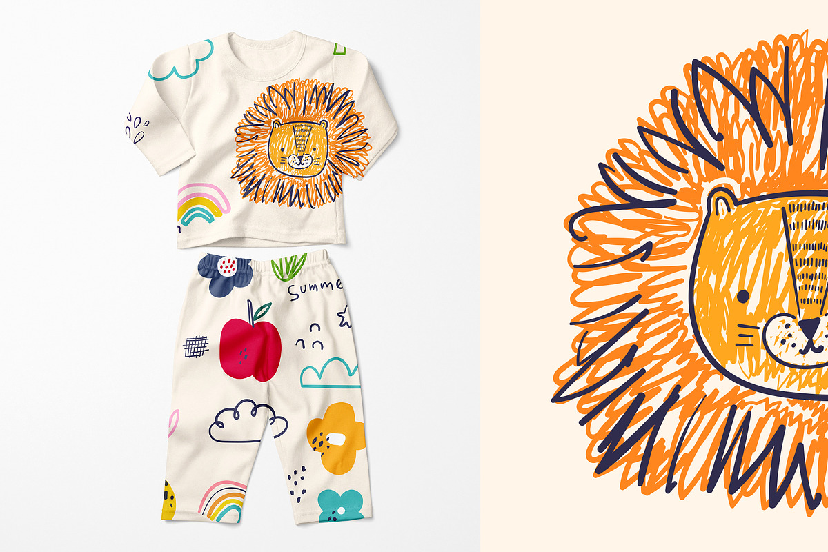 Baby hand drawn animals collection, an Animal Illustration by MoleskoStudio (Photo 2 of 24)