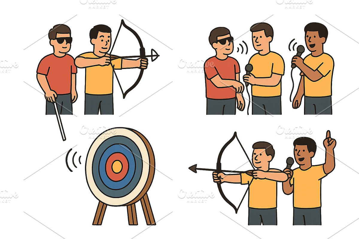 Group of friends enjoying archery, a Sport Illustration by ZinetroN