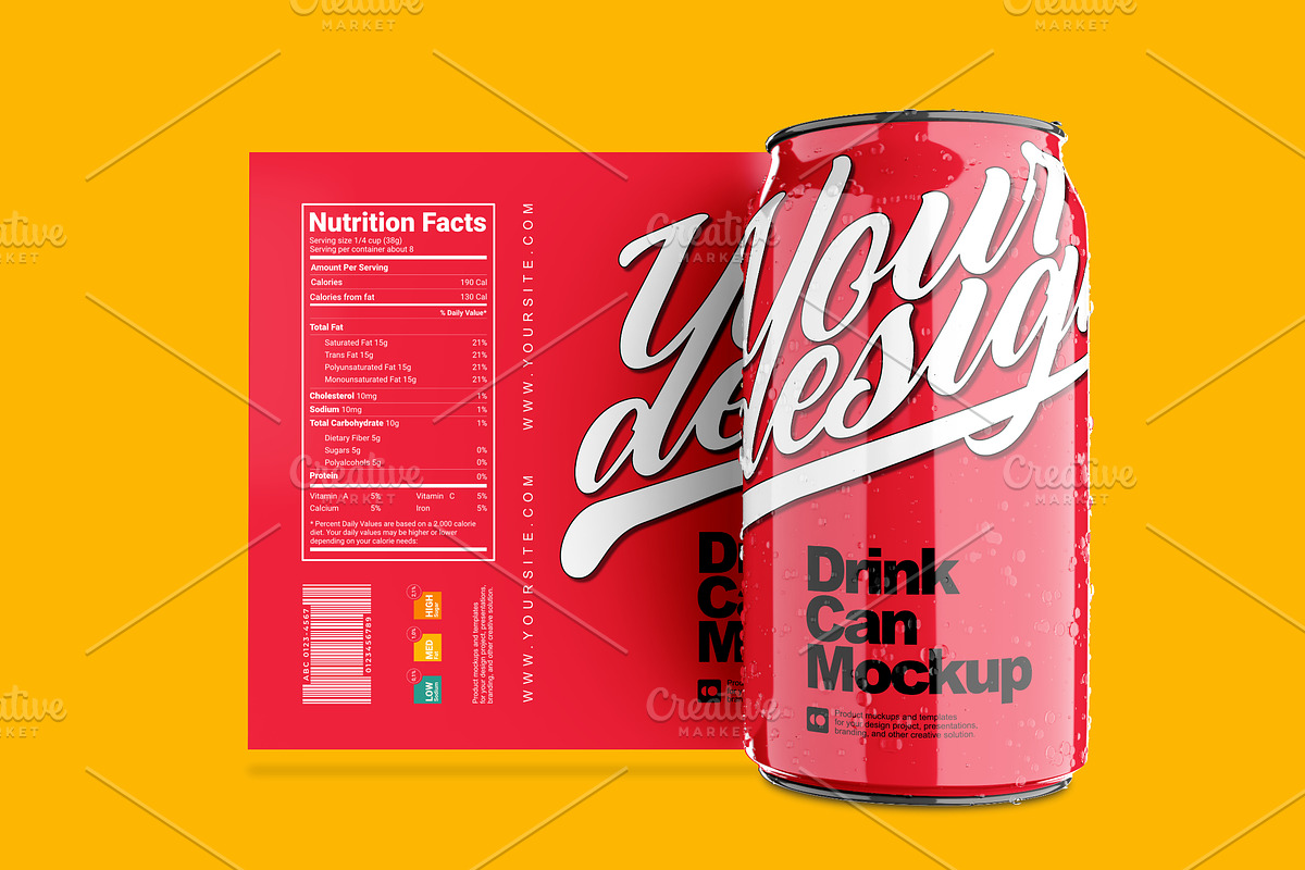 Glossy Drink Can with Label Mockup, a Packaging Mockup by Aprndy85 (Photo 4 of 5)