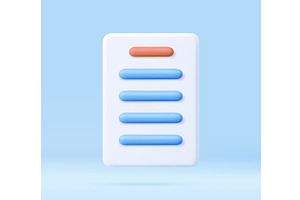 3D minimal document or text list, an Object Illustration by ModVector