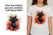 Watercolor Autumn Cat Clipart Bundle, an Animal Illustration by InkyQueenArt (Thumbnail 3 of 5)