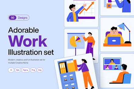 Work Illustration Art Set, a Work Illustration by Brickclay