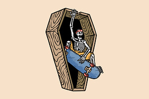 skull riding skateboard illustration, a Person Illustration by gunaonedesign