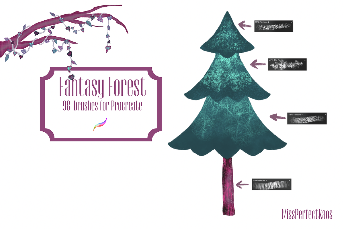 Fantasy Forest-98 Procreate Brushes, a Brush Add-On by MissPerfectKaos (Photo 4 of 9)