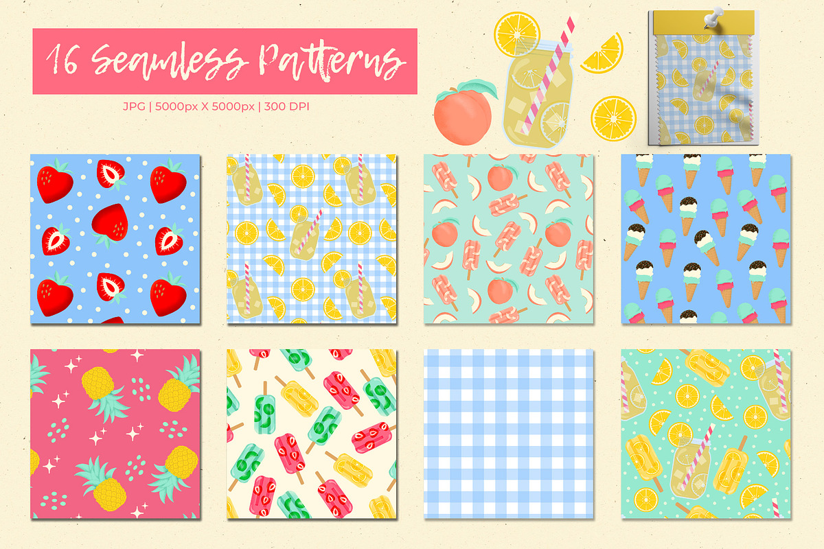 Summer Sweets Clipart & Patterns, a Food Illustration by The Audacious Brush (Photo 4 of 11)