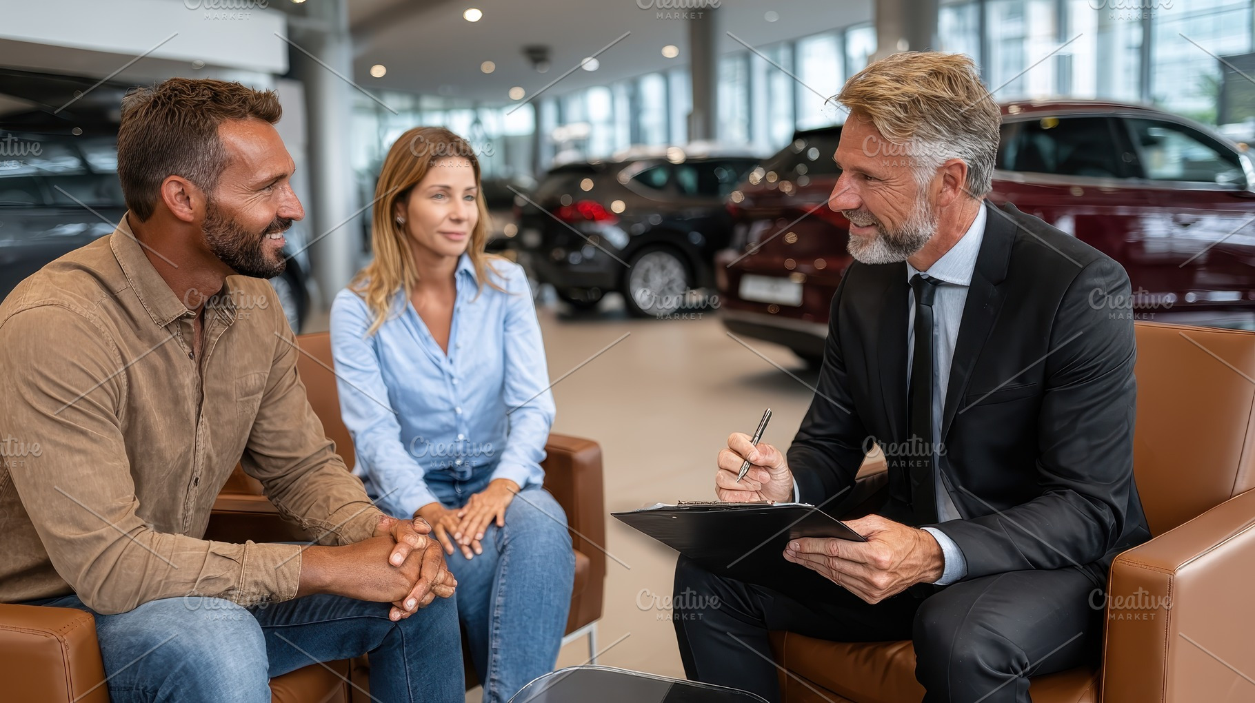 Couple buying new car dealership con, a Photo by Pixeness Studio