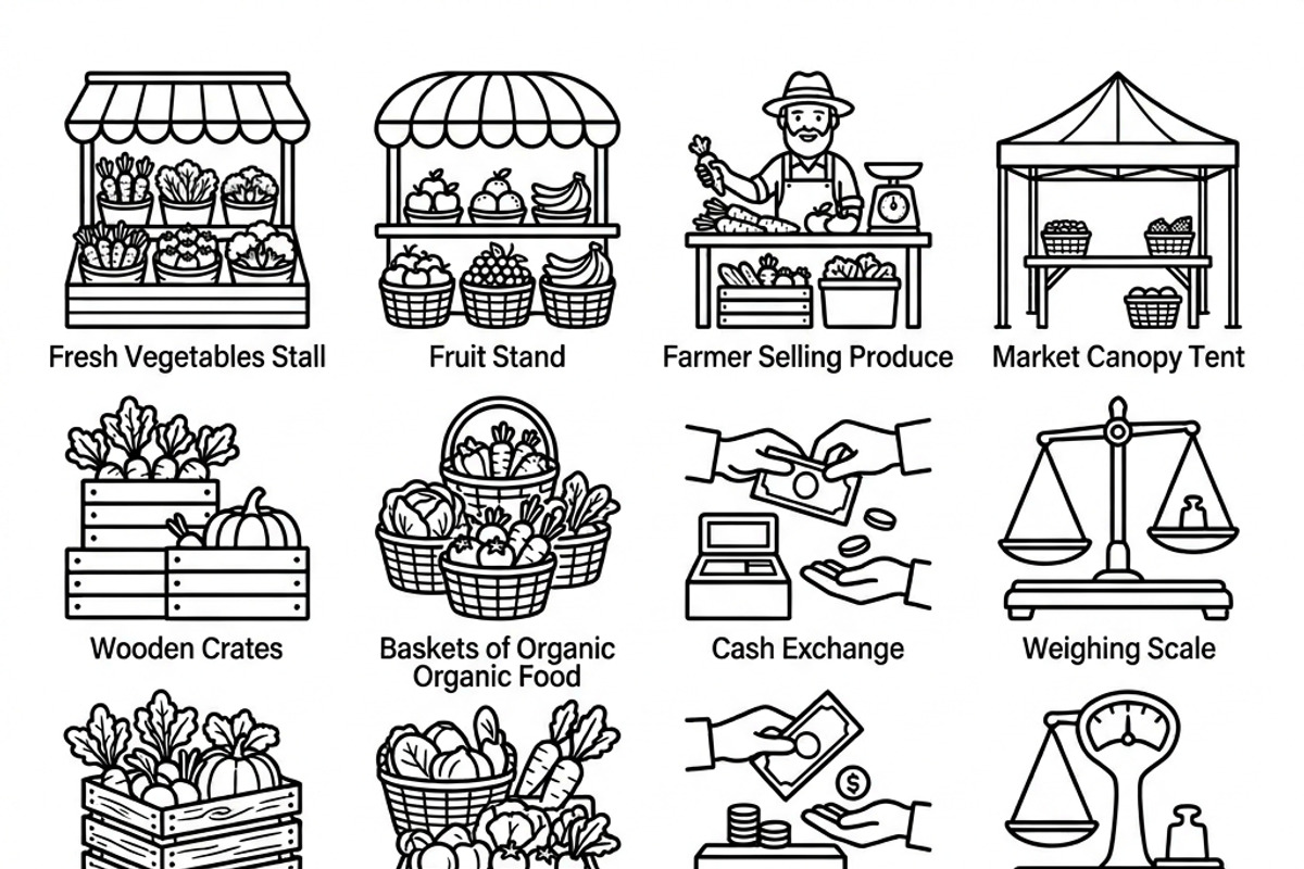 42 Farmers Market Icon Set, an Outline Icon by adenpinkstore (Photo 2 of 11)
