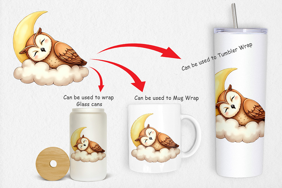 Sleepy Owl Cloud Clipart, a Graphic by Artnoy (Photo 4 of 5)