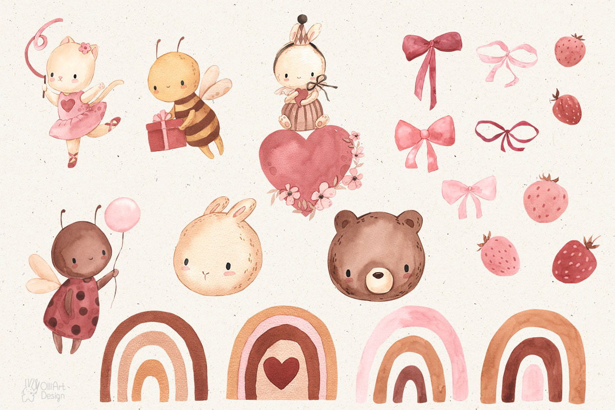 CUTE NURSERY. Watercolor clipart, an Animal Illustration by OlliArtDesign (Photo 2 of 7)