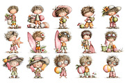 Summer Kids PNG Clipart Watercolor, a Seasonal Illustration by Nicolle's Colorful Art (Thumbnail 2 of 4)