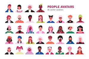 People face avatars, portraits set, a Person Illustration by Good Studio