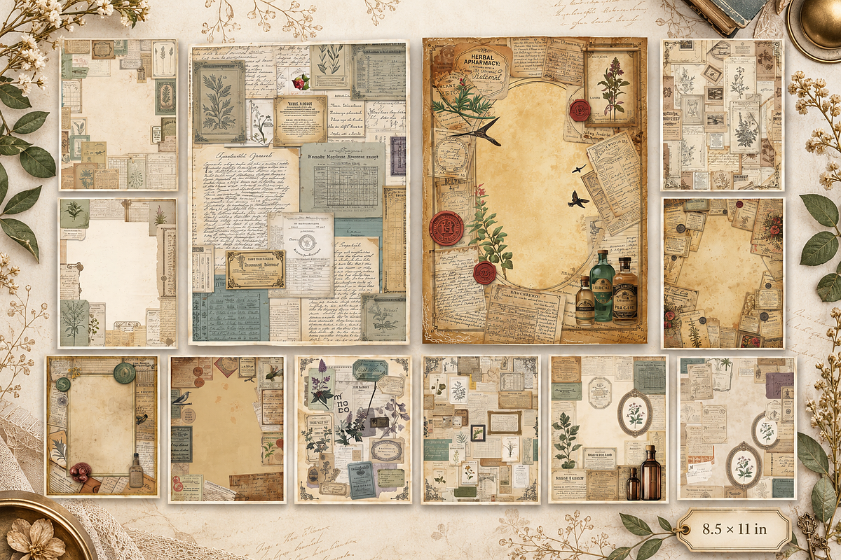 Victorian Herbarium Apothecary, a Background Graphic by Printable Treasure (Photo 3 of 4)