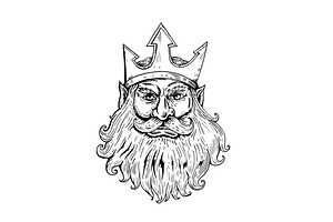 Poseidon Wearing Trident Crown