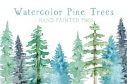 Watercolor Pine Trees, an Illustration by CatBoneDesign (Thumbnail 1 of 4)