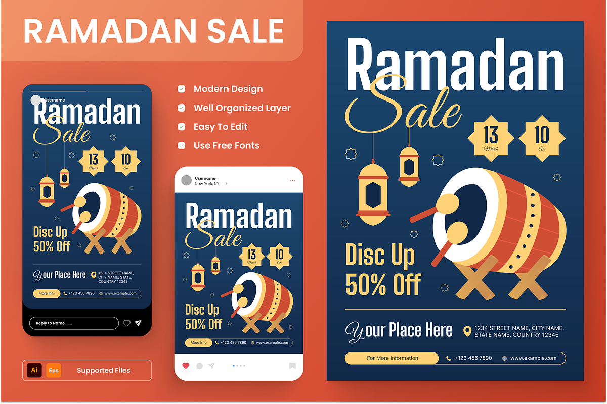 Ramadan Sale Flyer Set, a Print Template by Annora Studio (Photo 1 of 6)
