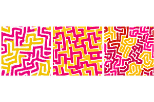 Geometric patterns set. Pink yellow, an Illustration by Stock-Smart-Start