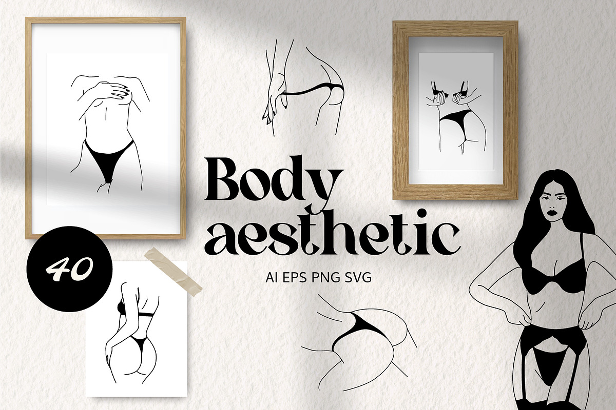 Body aesthetic 40 line art vectors, a Person Illustration by yabluko_draws (Photo 1 of 4)