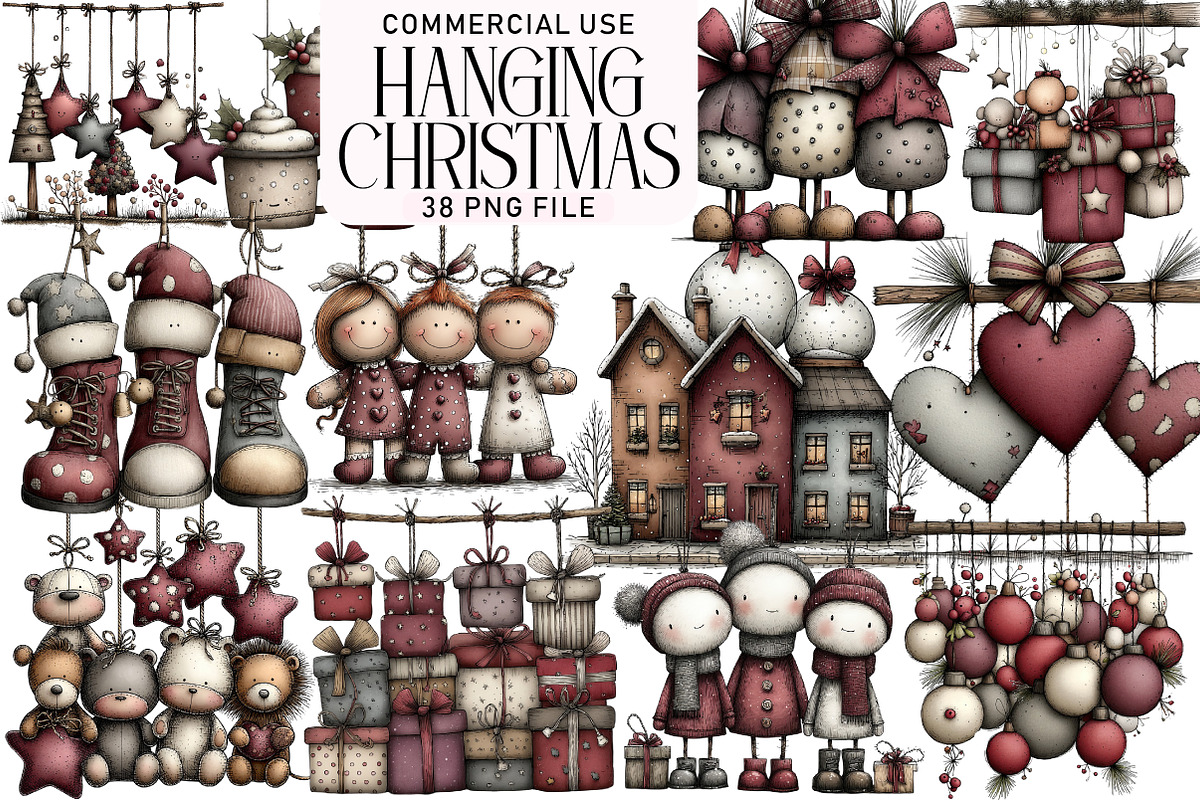 Hanging Christmas Decoration Bundle, an Illustration by Daily.Designs (Photo 1 of 5)