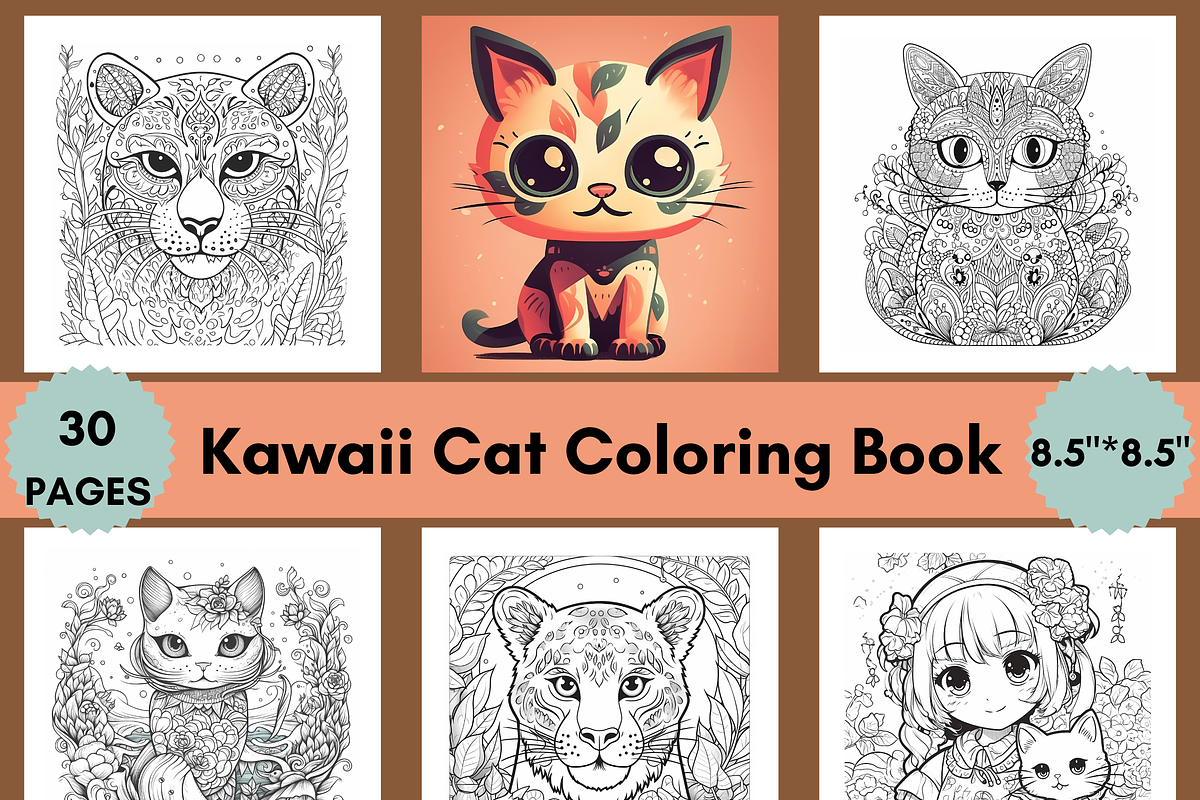 30 Cute Cat Coloring Book for Adults, an Animal Illustration by LA Design (Photo 1 of 10)