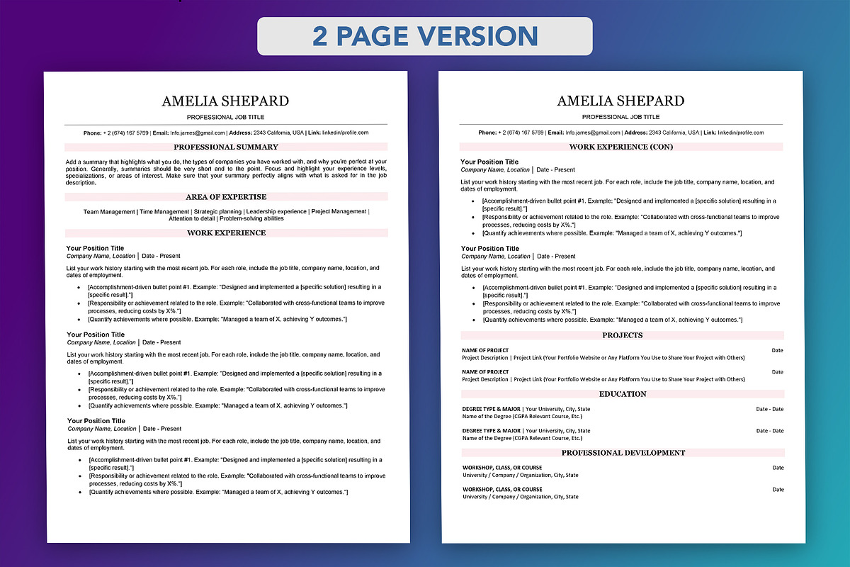 ATS Resume Template in editable word, a Resume Template by Design_Xlab (Photo 2 of 10)