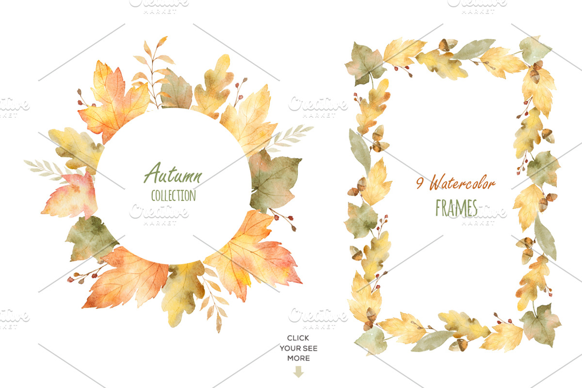 Autumn watercolor collection., a Decorative Illustration by Elena Medvedeva (Photo 2 of 7)
