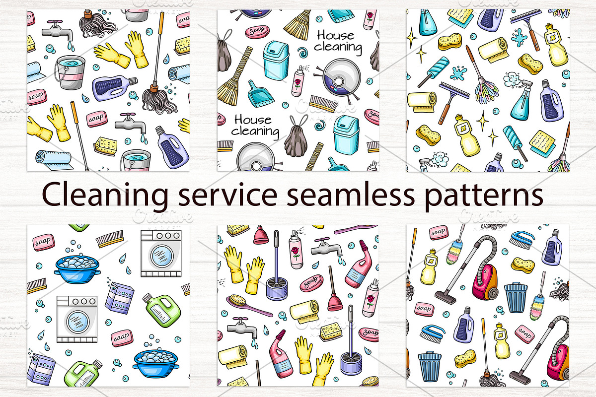 Cleaning Service Doodle Design Kit, an Object Illustration by Artspace (Photo 2 of 3)