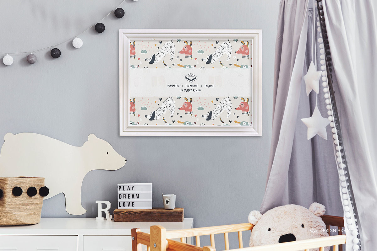 Landscape Frame in Baby Room Mock-up, a Print Template by Branda Keeps (Photo 23 of 30)