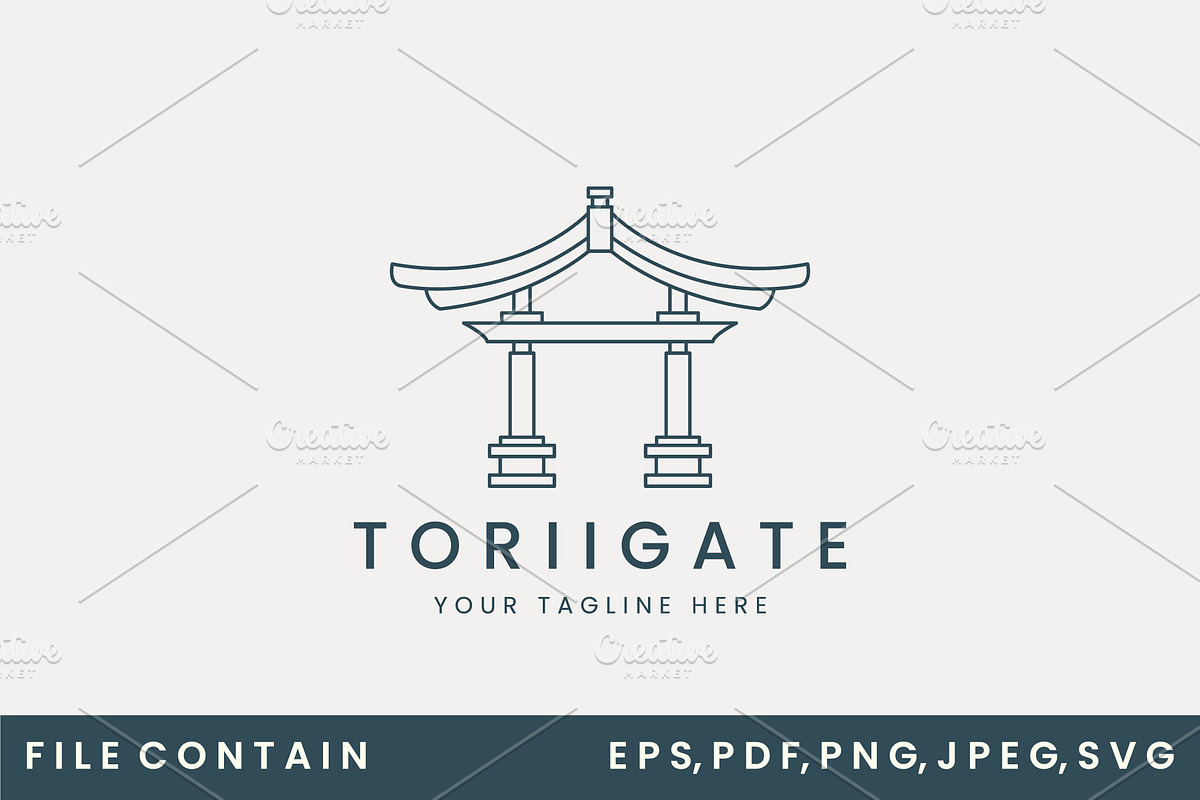 logo torii gate line art vector, a Branding & Logo Template by SD 22