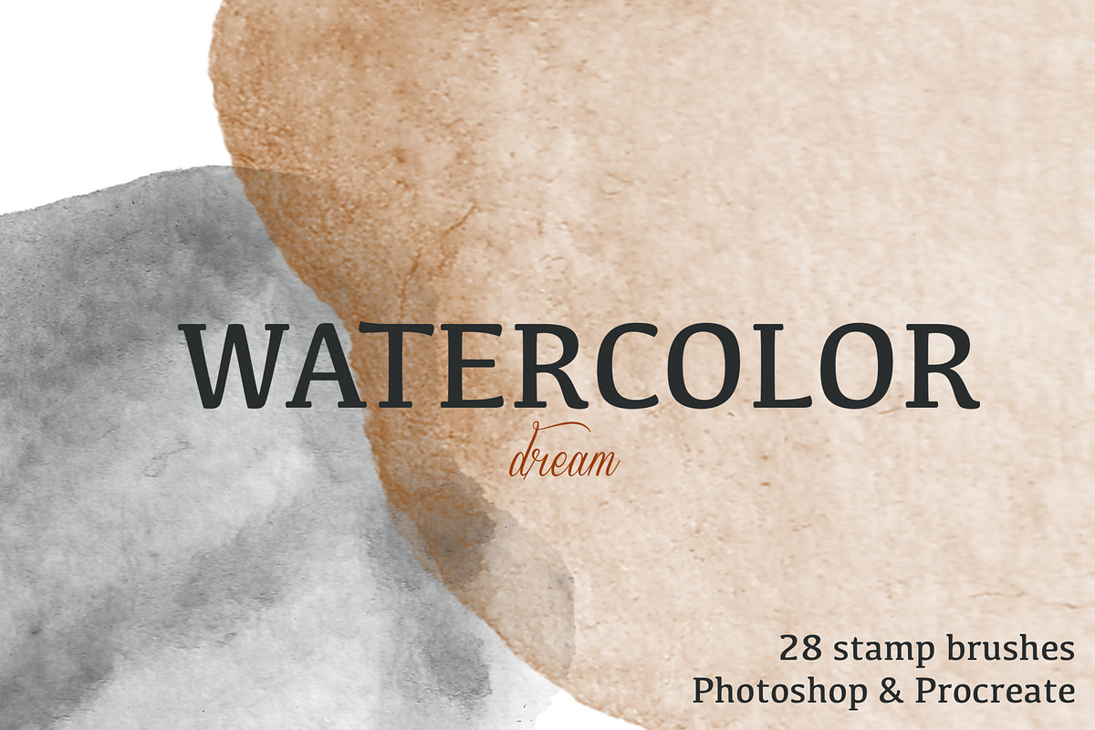 28 Watercolor Stamp Brushes, a Brush Add-On by Andreen (Photo 1 of 7)