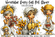 Watercolor Cherry Girl PNG Clipart, a Seasonal Illustration by OK Design (Thumbnail 1 of 6)