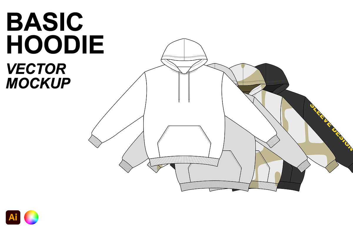 Basic Hoodie Vector Flat Mockup, a Hoody Mockup by Infinity Mockups (Photo 1 of 9)
