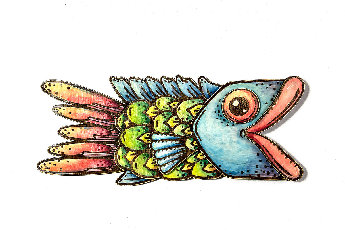 Fish Laser Cut Wooden Wall Art, an Animal Illustration by Bubert Art (Photo 6 of 8)